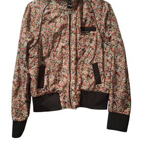 Members Only Floral Bomber Jacket Black Pink Orange multicolored floral